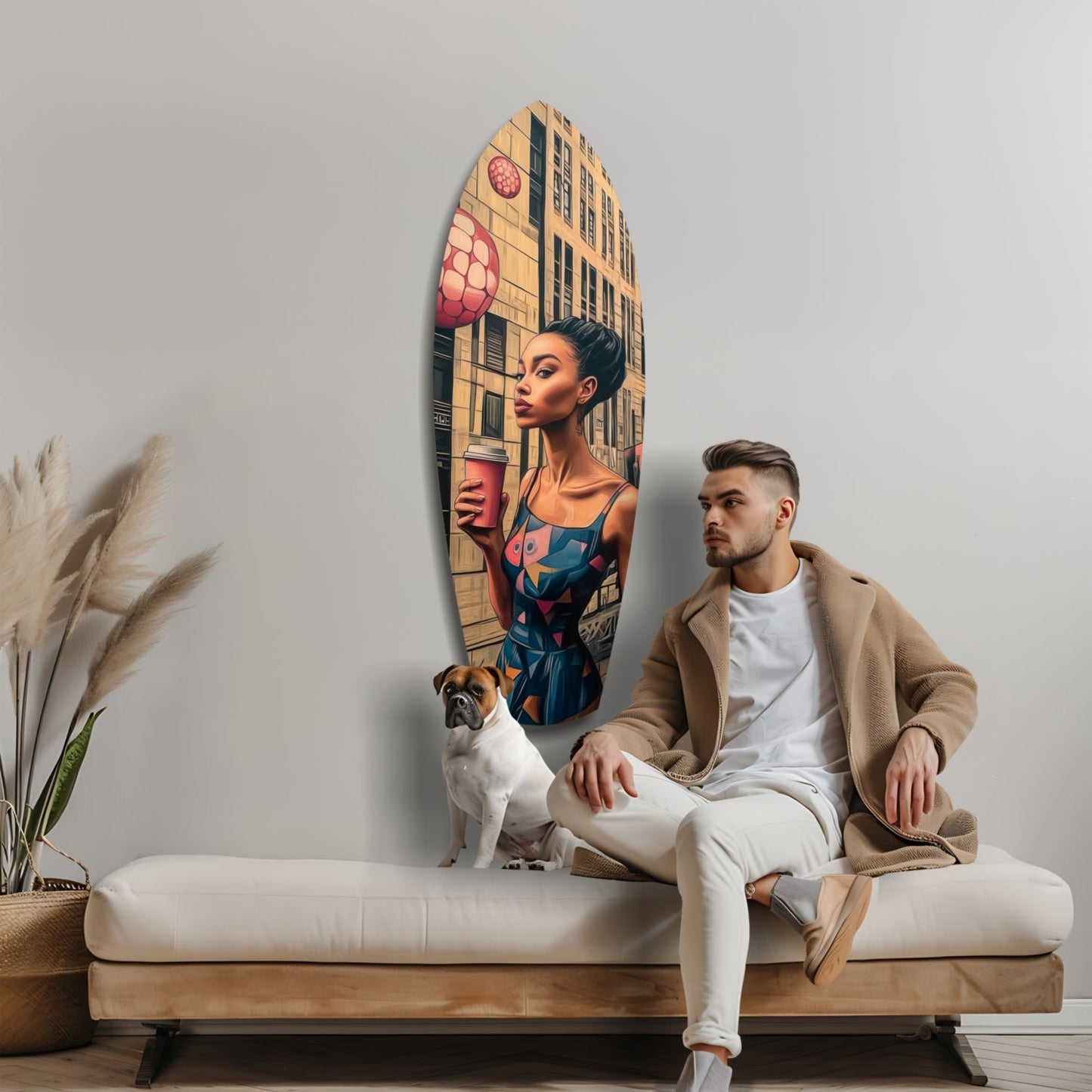 Modern City Life Glass Wall Art