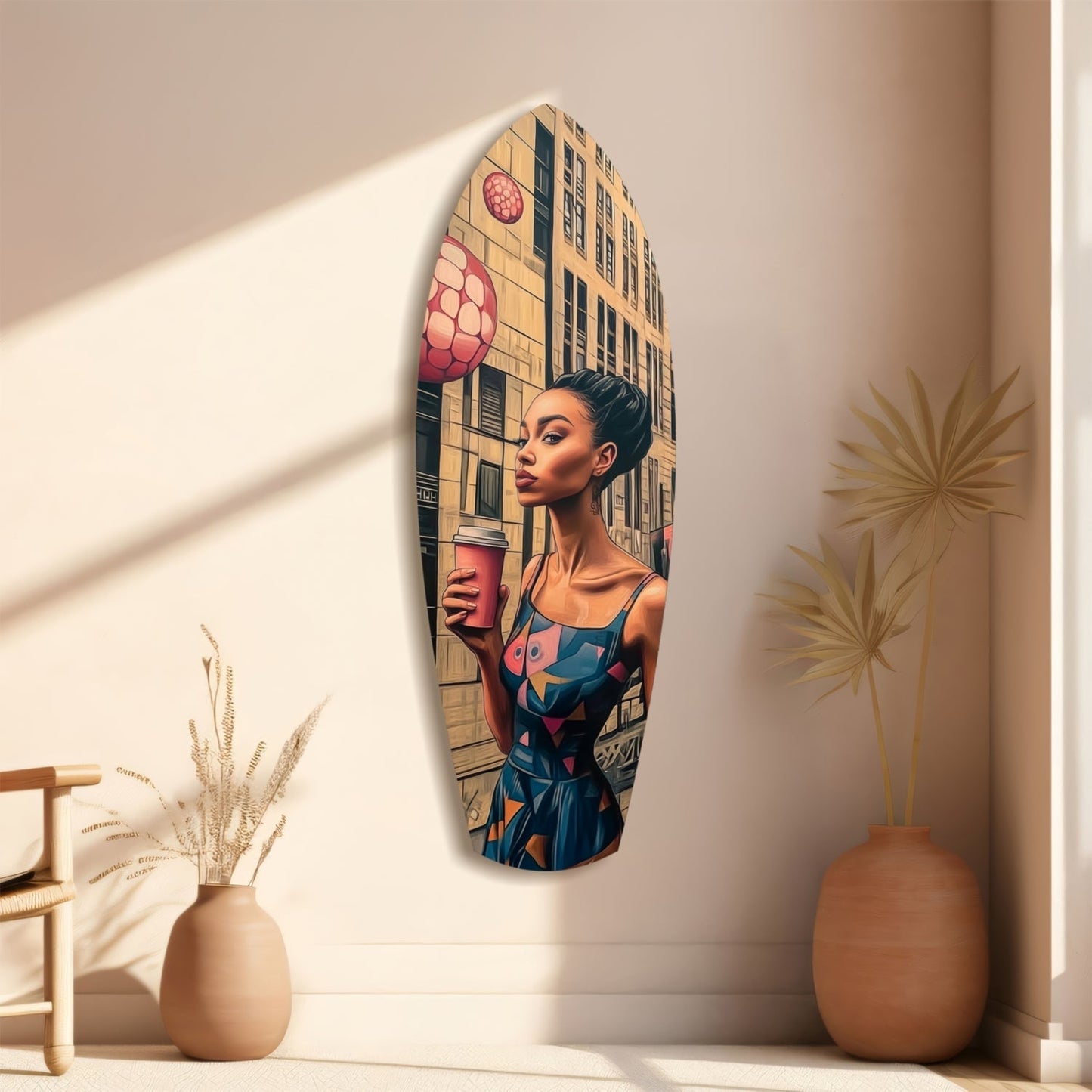 Modern City Life Glass Wall Art
