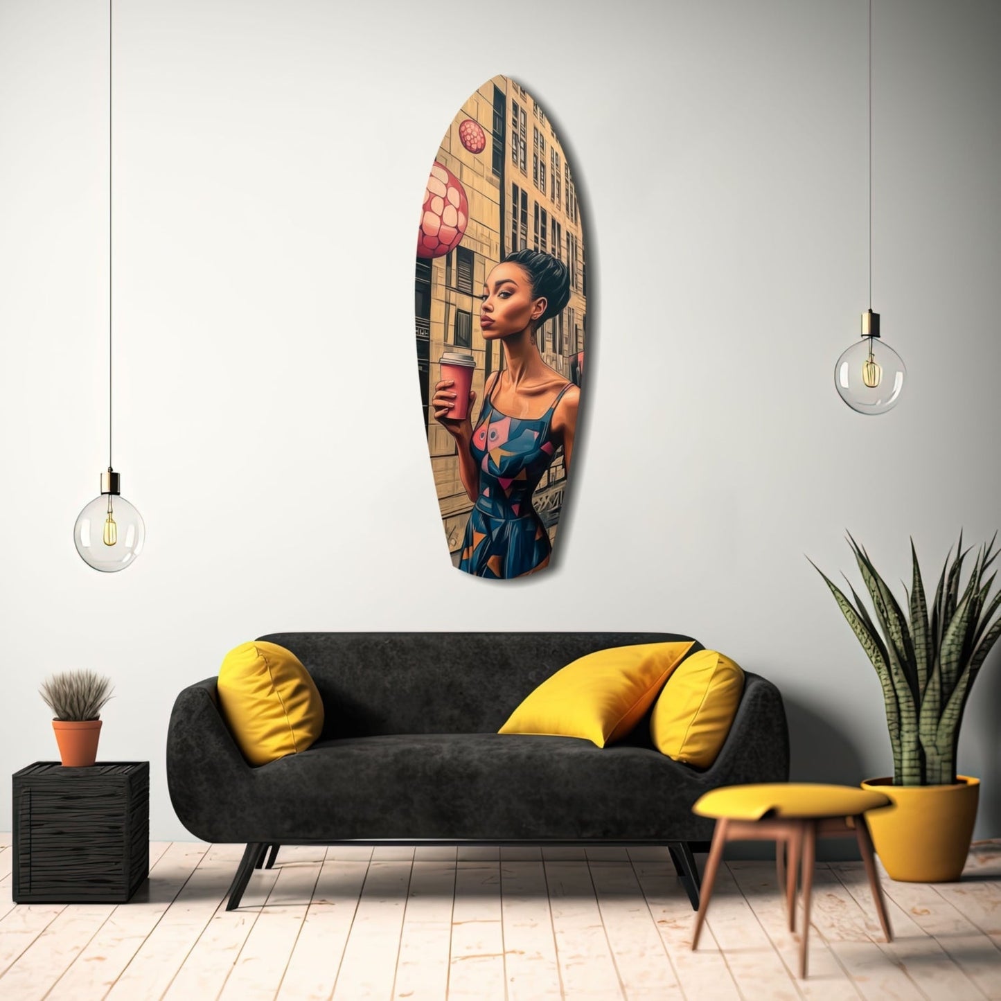 Modern City Life Glass Wall Art