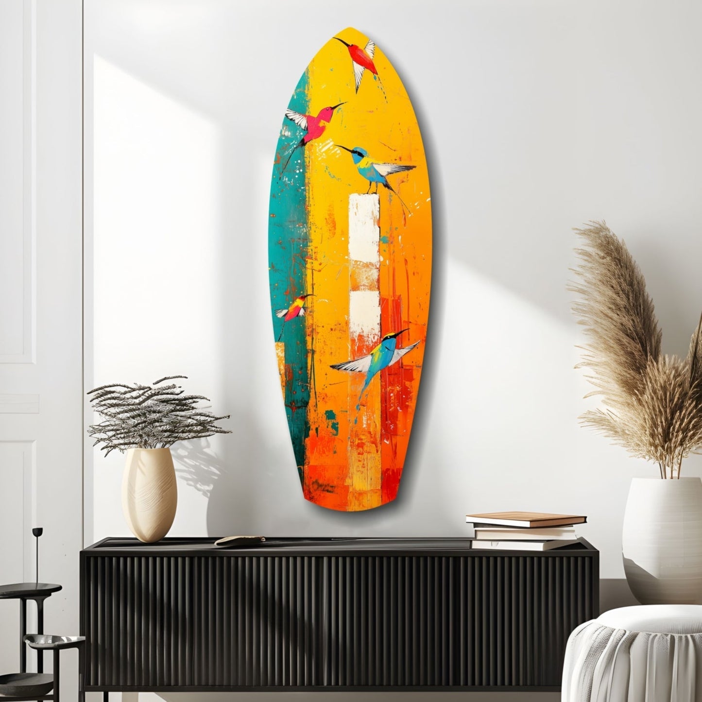 Birds in Colors Glass Wall Art