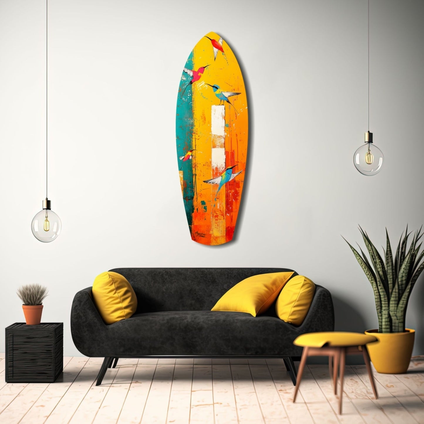 Birds in Colors Glass Wall Art
