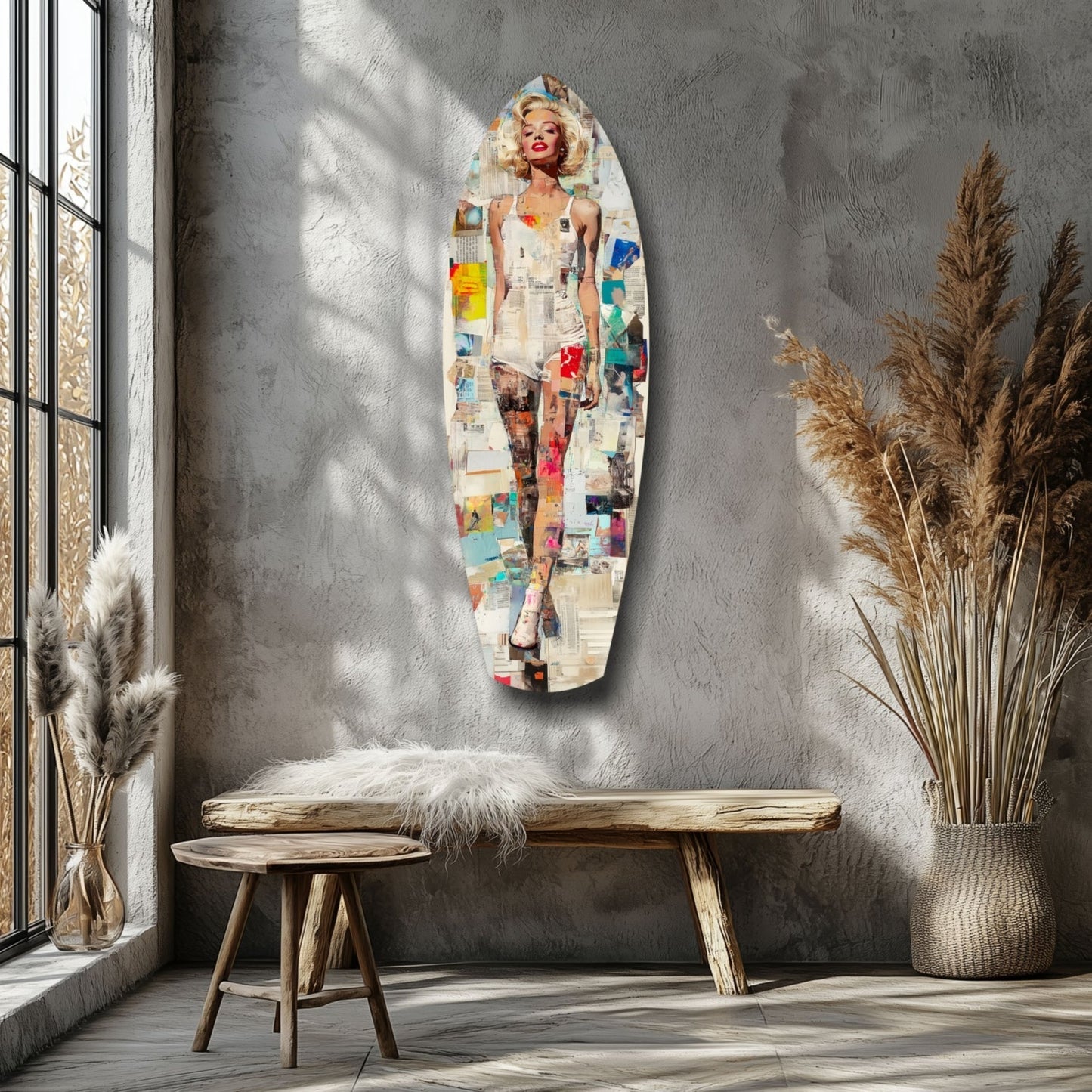 Marilyn in Vintage Swim Suit Glass Wall Art