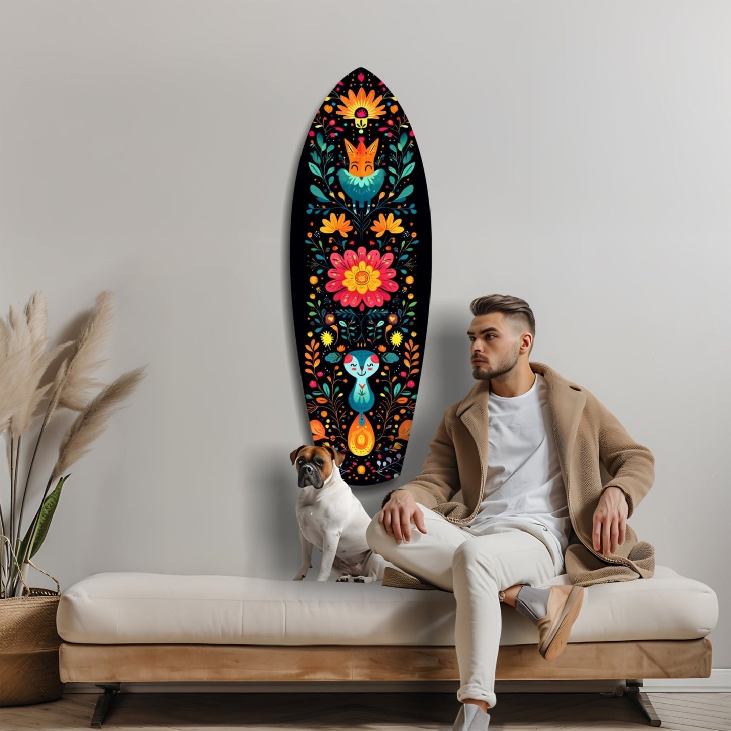 Fox and Rabbit Glass Wall Art