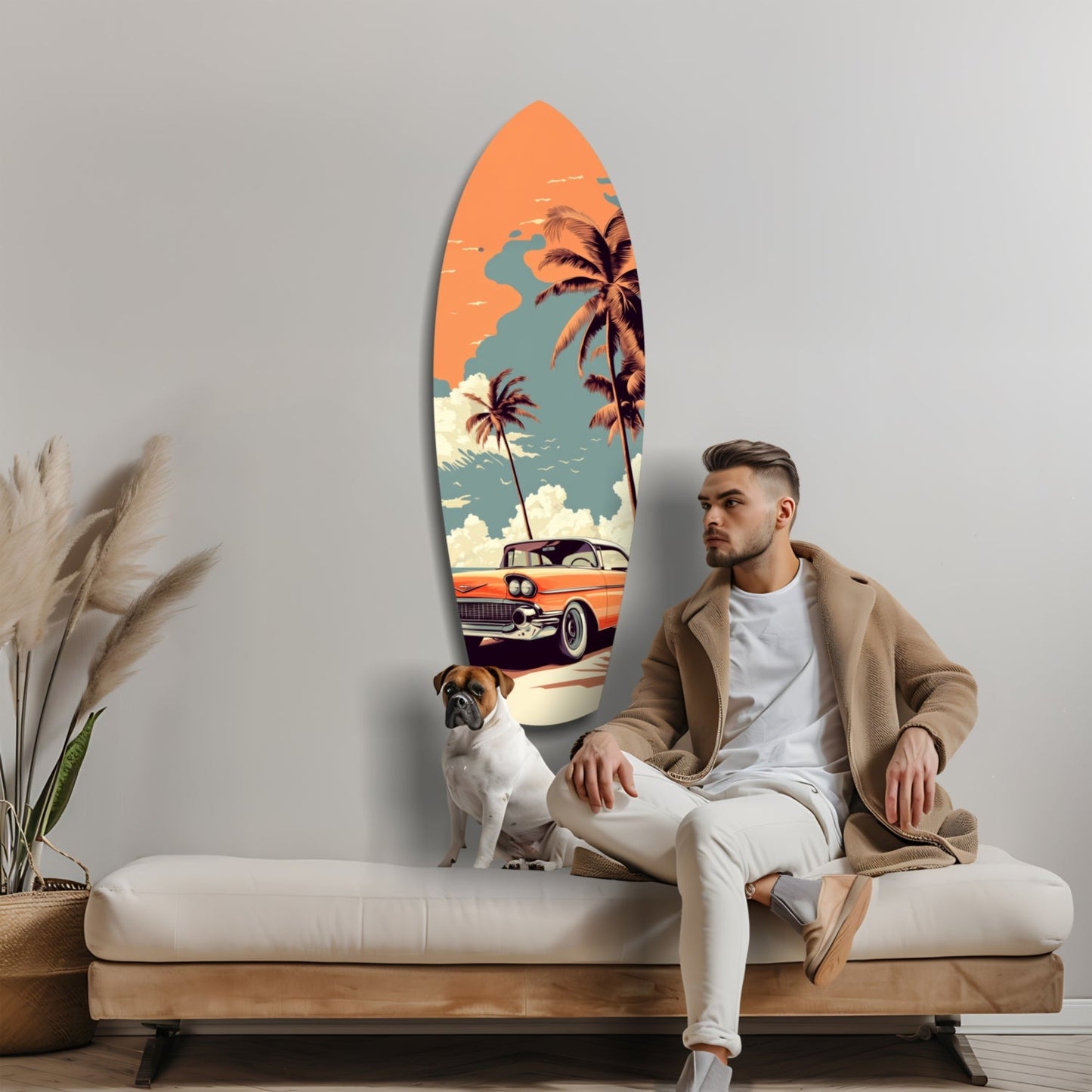 Sunset Ride 60s Vibes Glass Wall Art