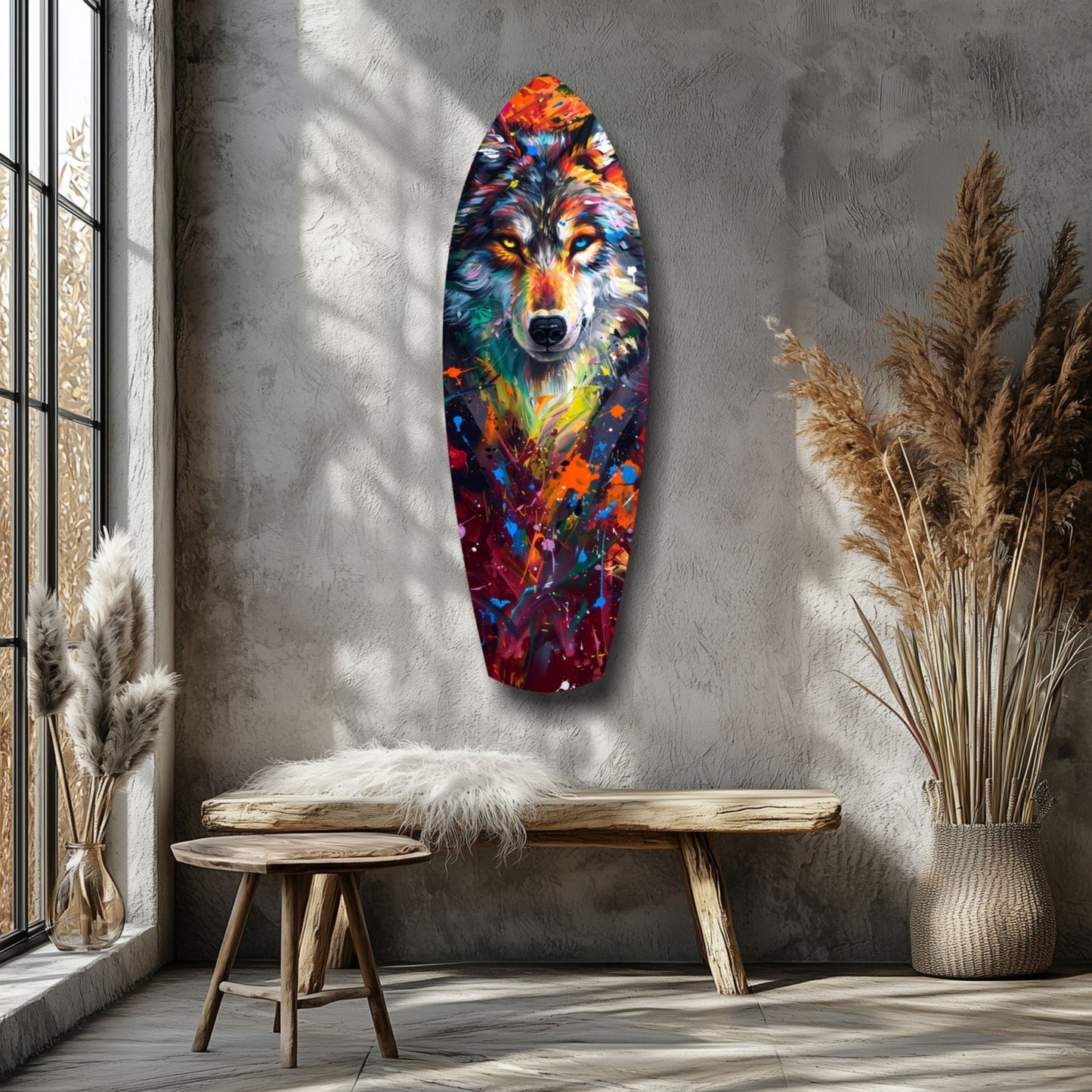 Alone Wolf V3 Glass Wall Art