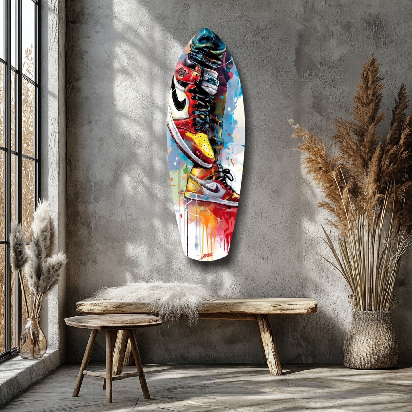 Sneakers Jump Glass Wall Art