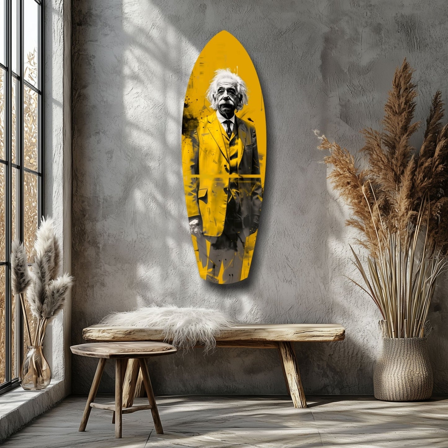Einstein Posing Glass Wall Art