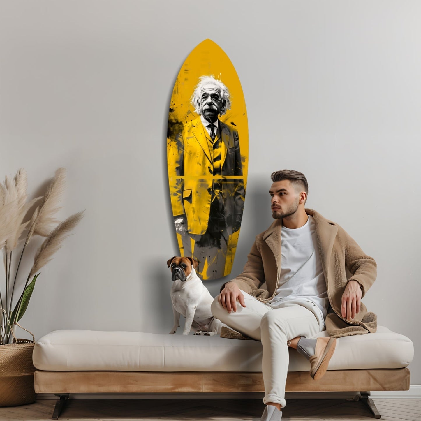 Einstein Posing Glass Wall Art