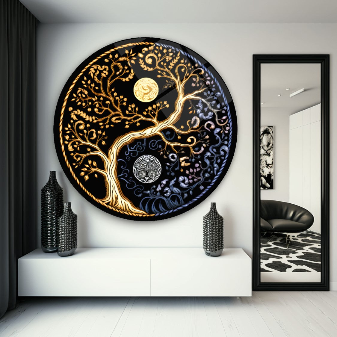 Yin and Yang Glass Wall Art