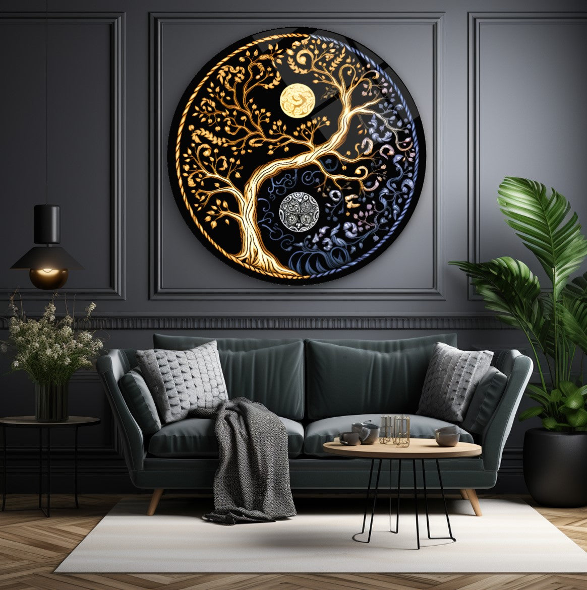 Yin and Yang Glass Wall Art
