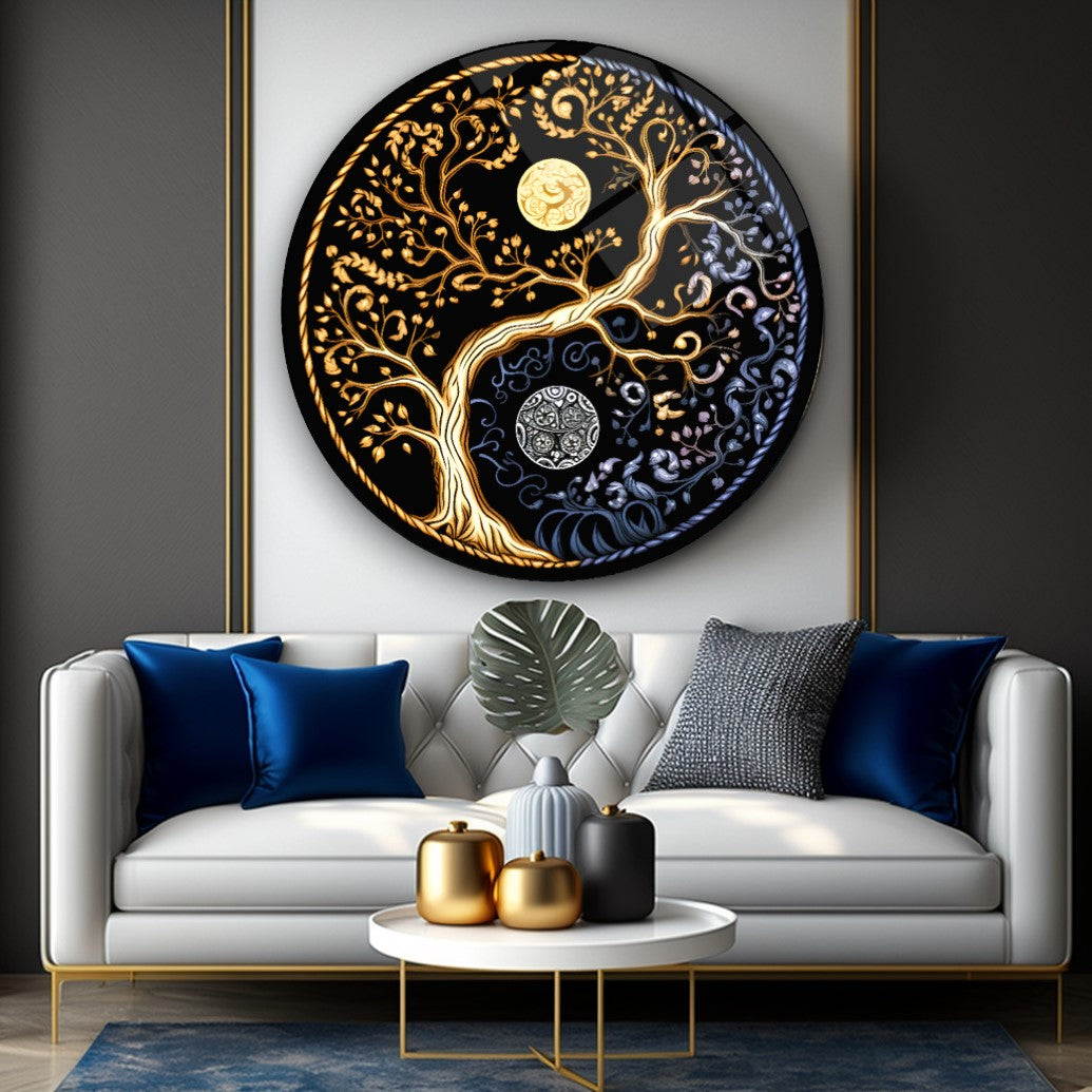 Yin and Yang Glass Wall Art