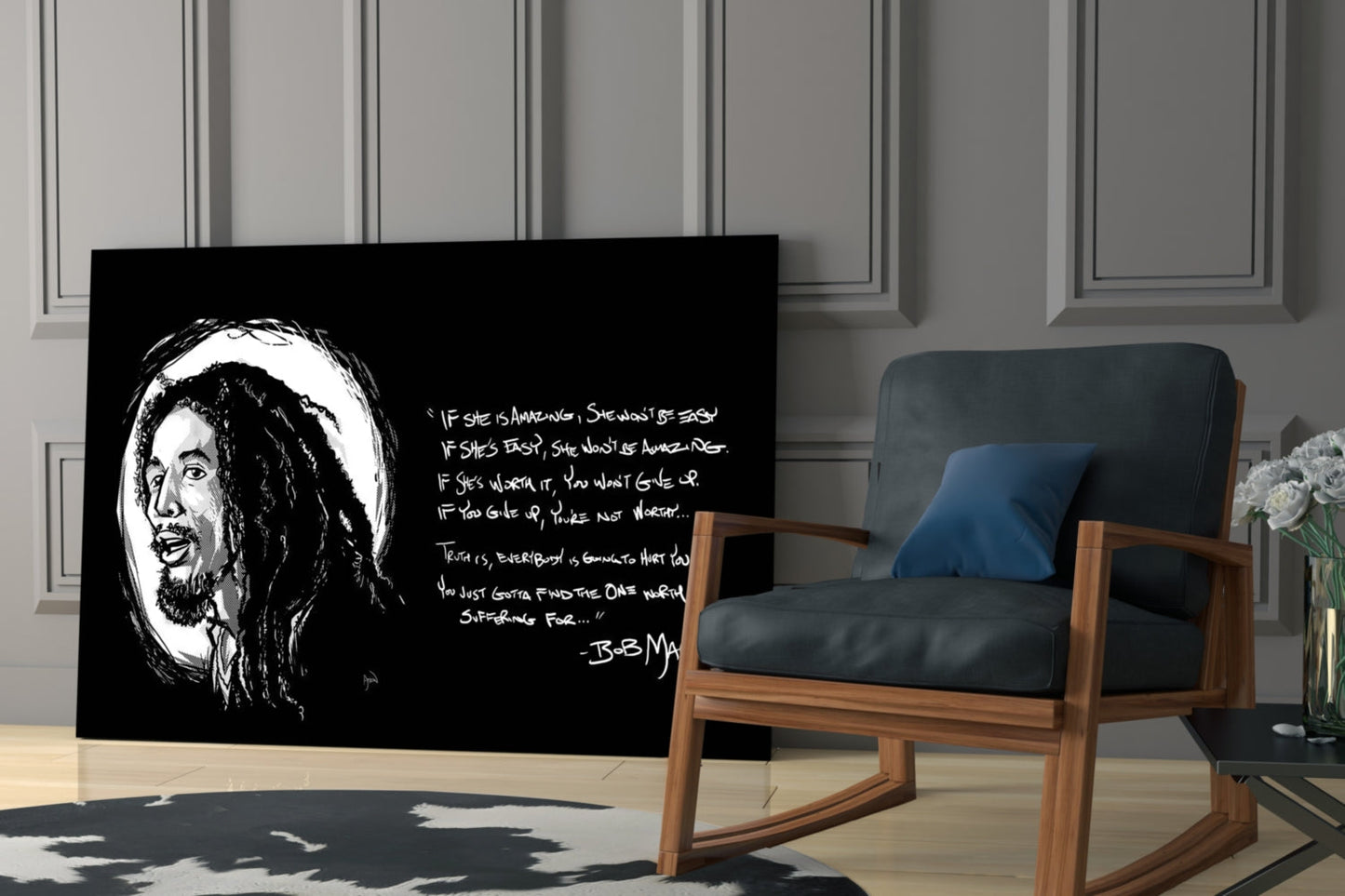 Words of Bob Marley Glass Wall Art