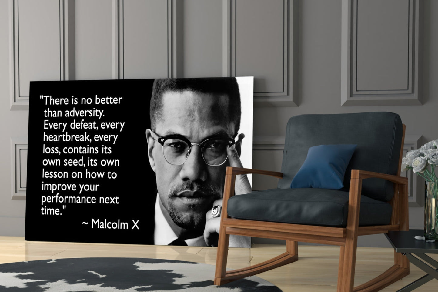 Words of Malcolm X Glass Wall Art