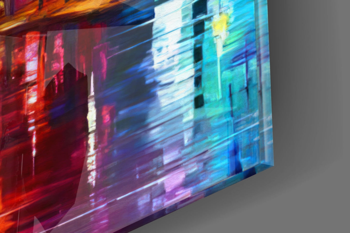 Lighted Street Glass Wall Art