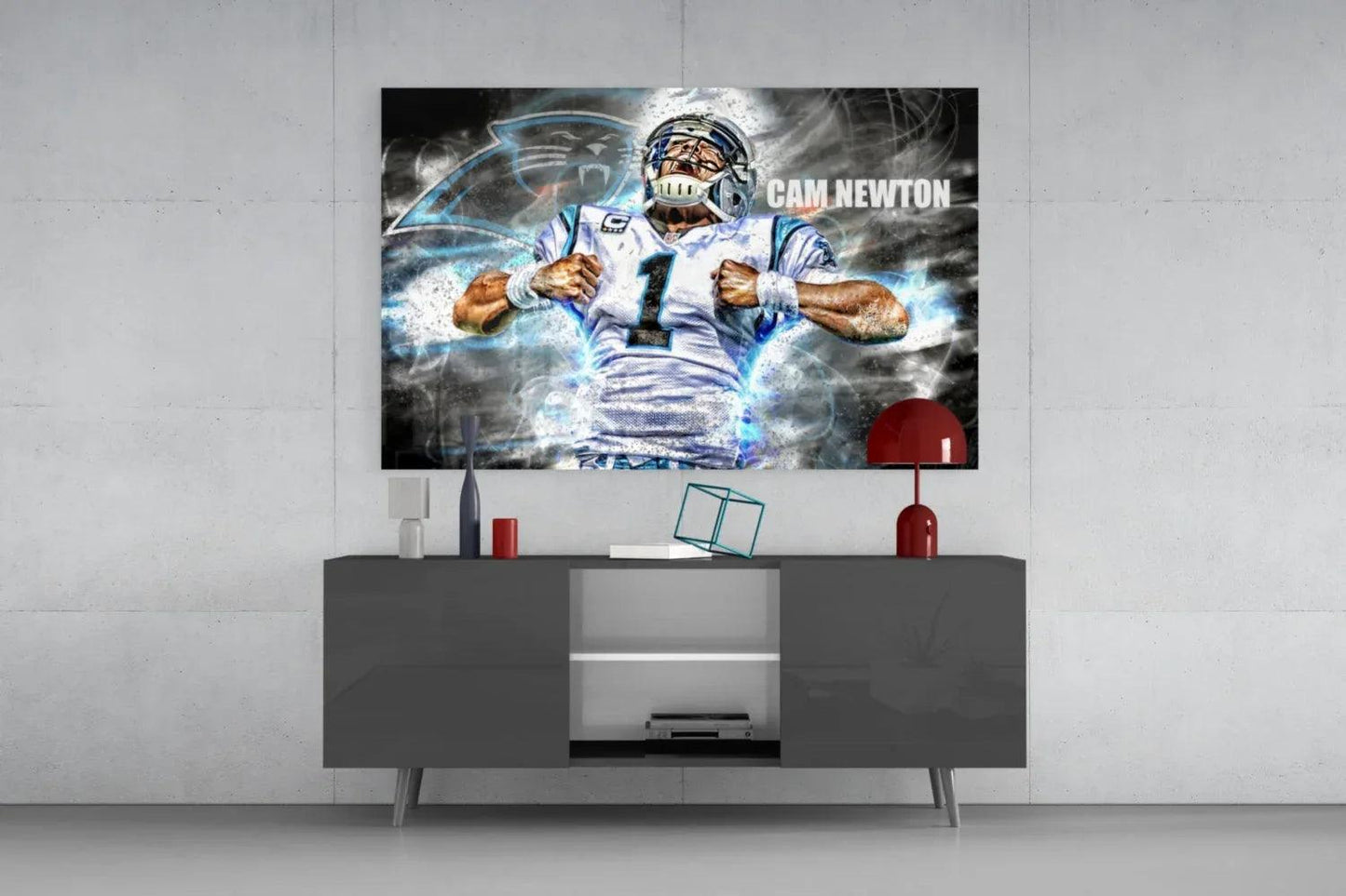 Cam Newton Glass Wall Art - LUXARTDECO