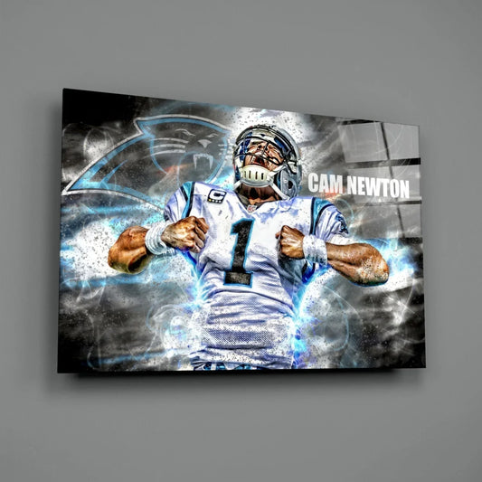 Cam Newton Glass Wall Art - LUXARTDECO