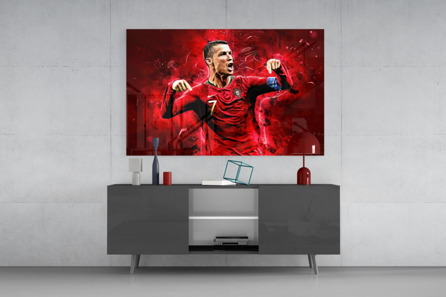 Christiano Ronaldo Glass Wall Art - LUXARTDECO