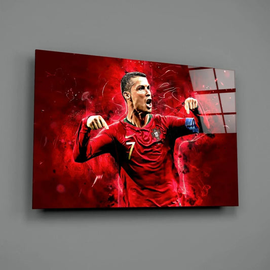 Christiano Ronaldo Glass Wall Art - LUXARTDECO