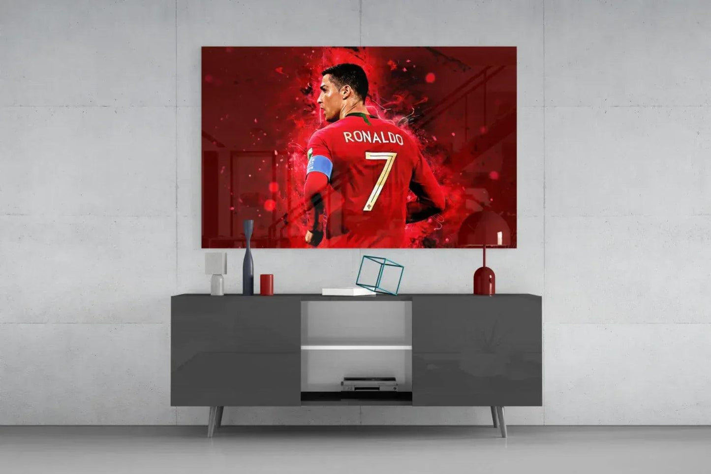 Christiano Ronaldo Glass Wall Art - LUXARTDECO