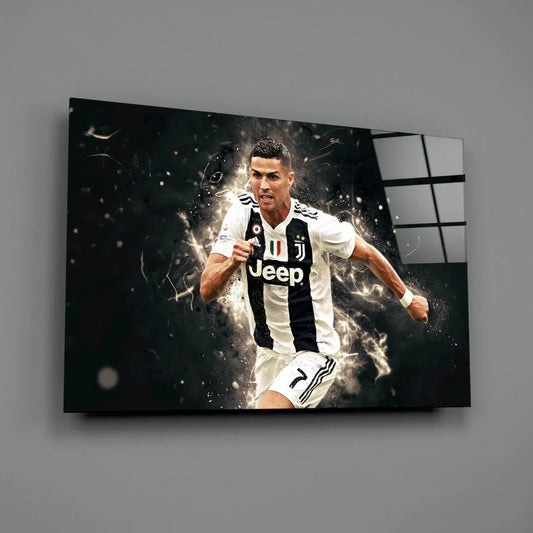 Christiano Ronaldo Glass Wall Art - LUXARTDECO