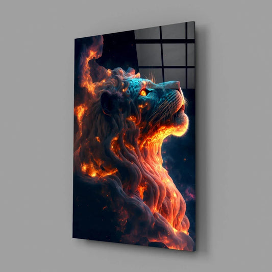 Fire Lion Glass Wall Art - LUXARTDECO