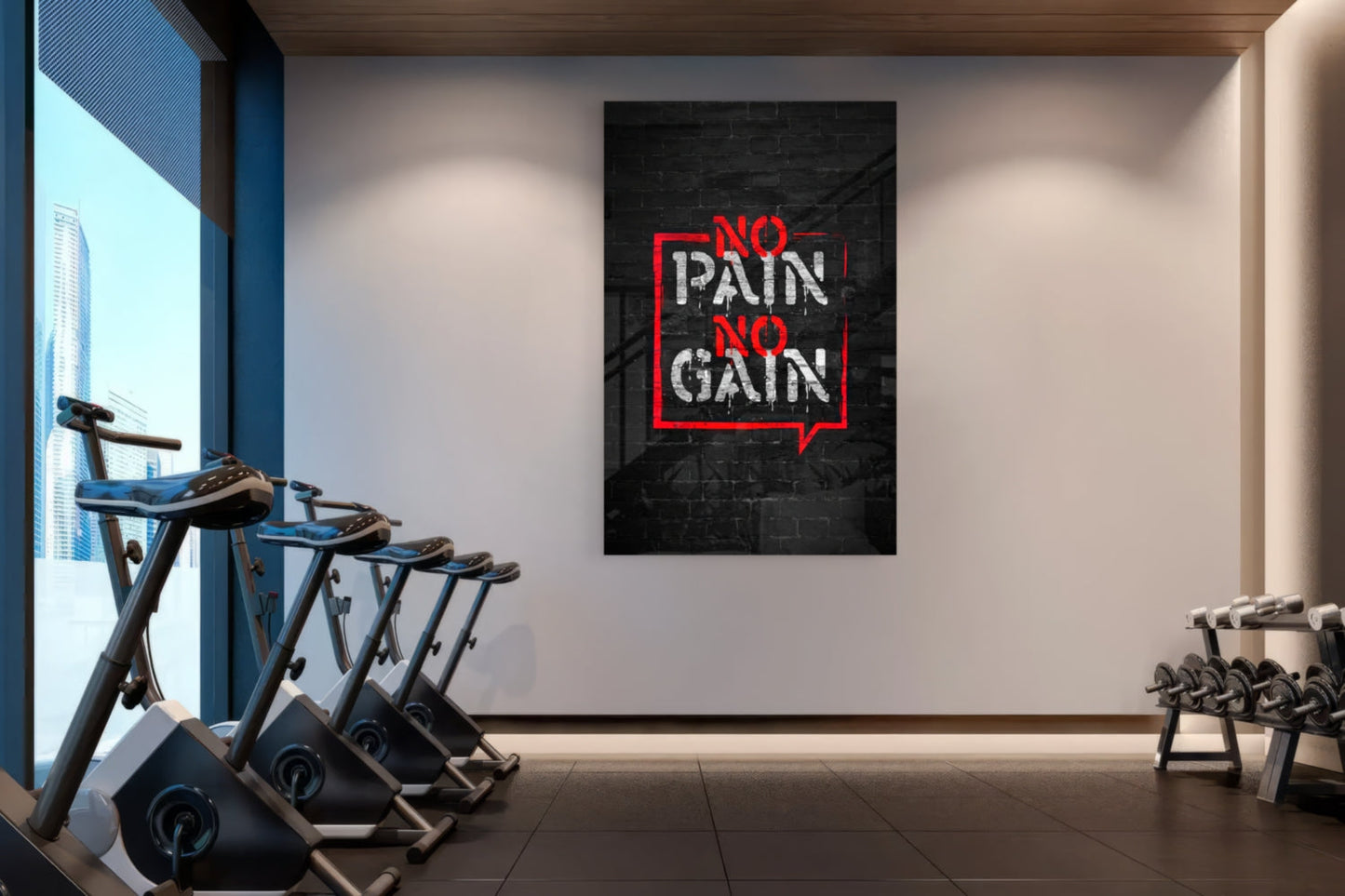 No Pain No Gain Glass Wall Art