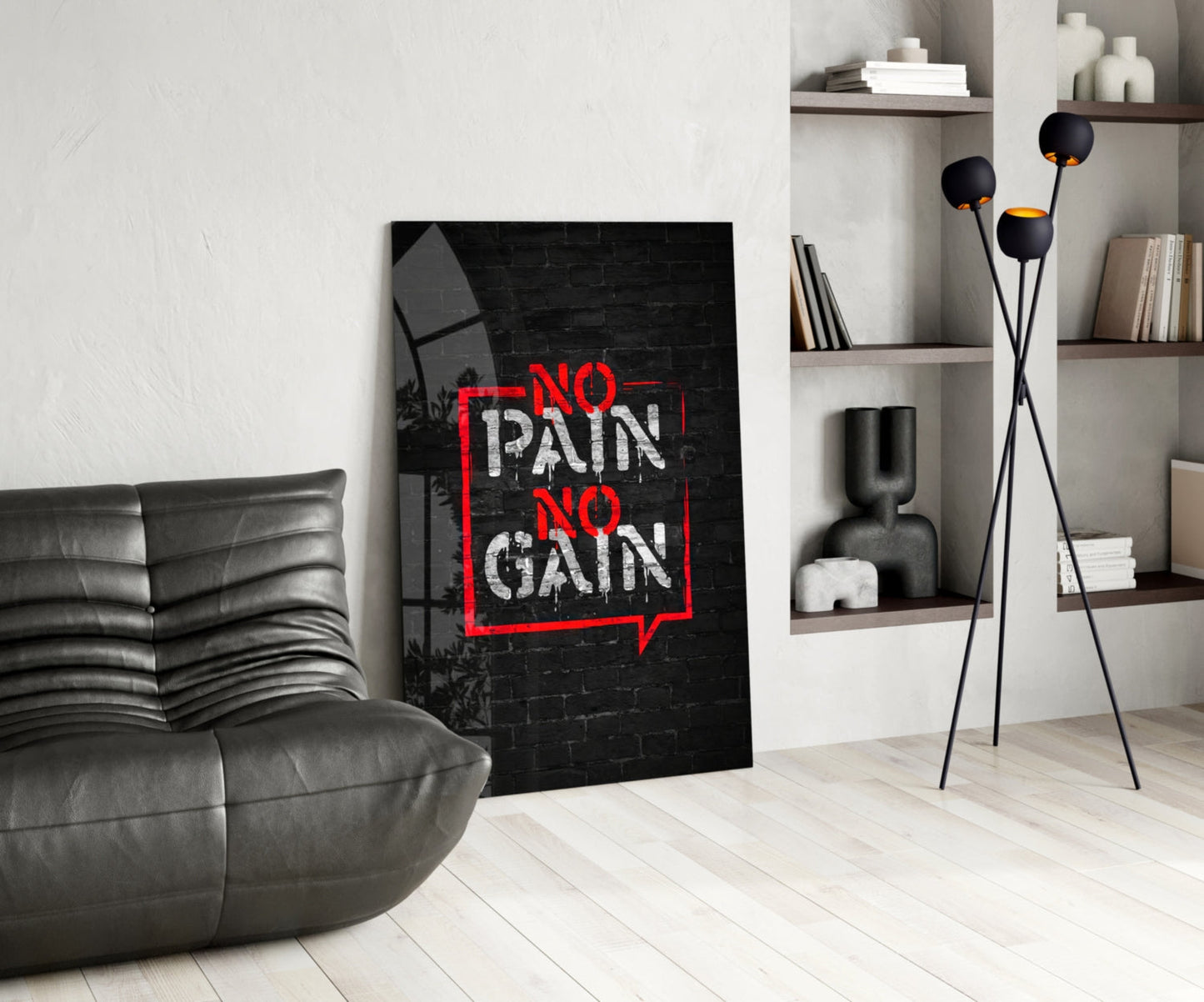 No Pain No Gain Glass Wall Art