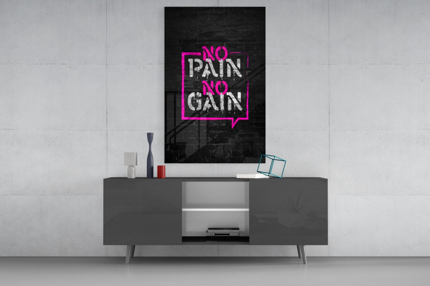 No Pain No Gain Glass Wall Art