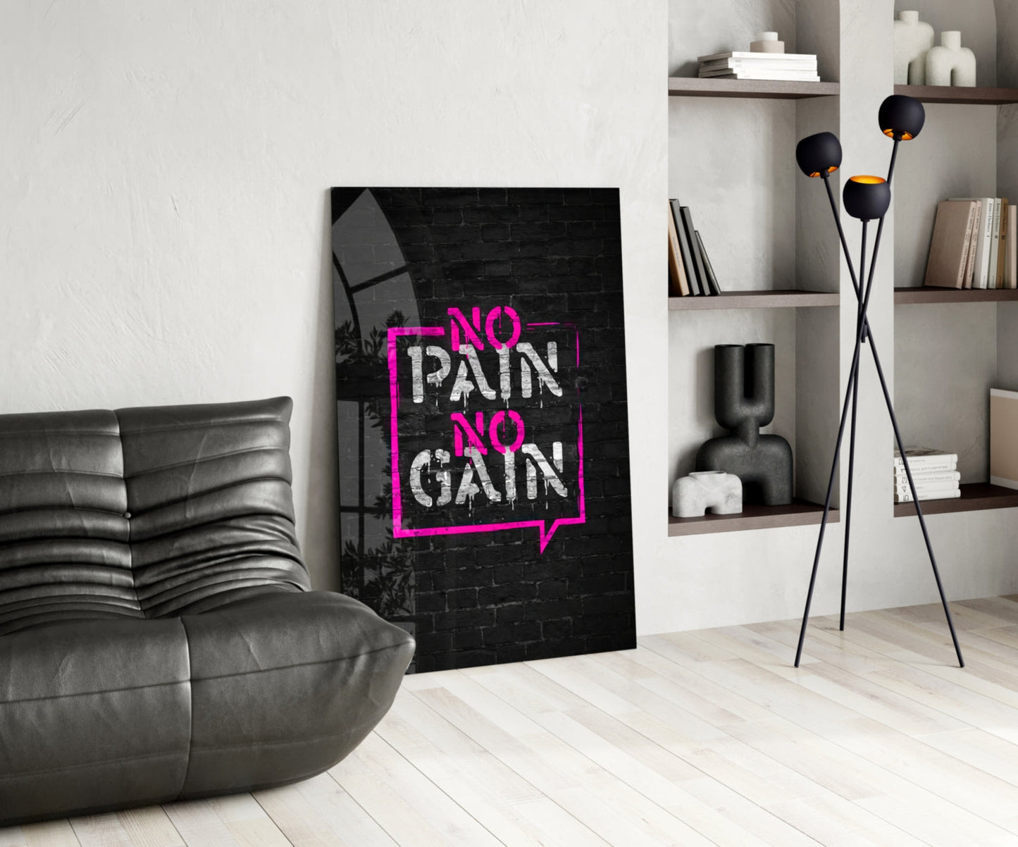 No Pain No Gain Glass Wall Art