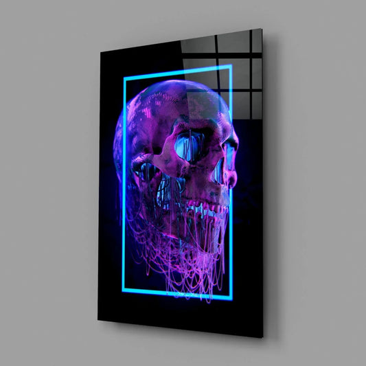 Neon Skull Glass Wall Art - LUXARTDECO