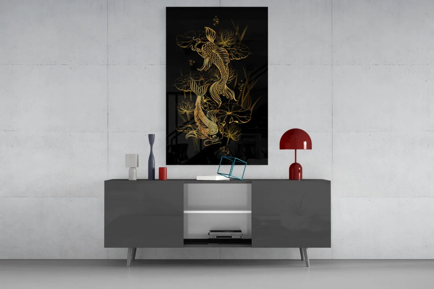 Koi Carps Glass Wall Art - LUXARTDECO