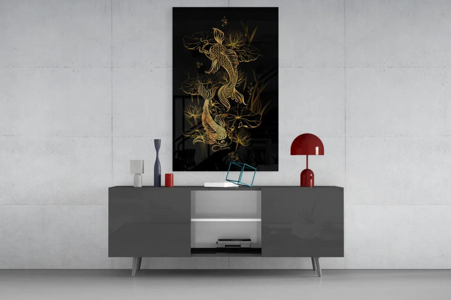 Koi Carps Glass Wall Art - LUXARTDECO