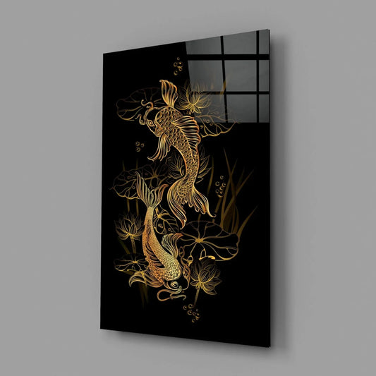 Koi Carps Glass Wall Art - LUXARTDECO