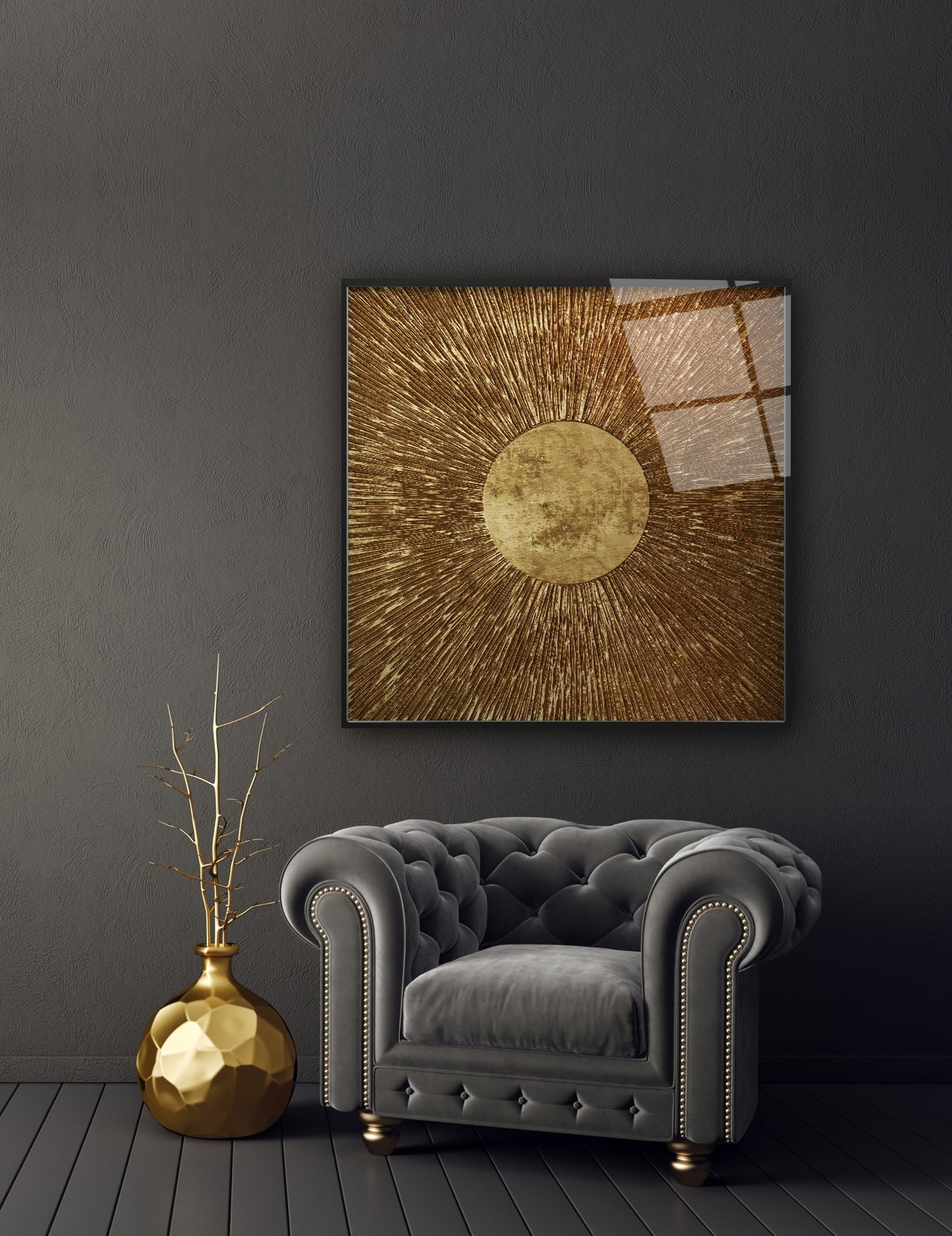 Gold Abstract Glass Wall Art