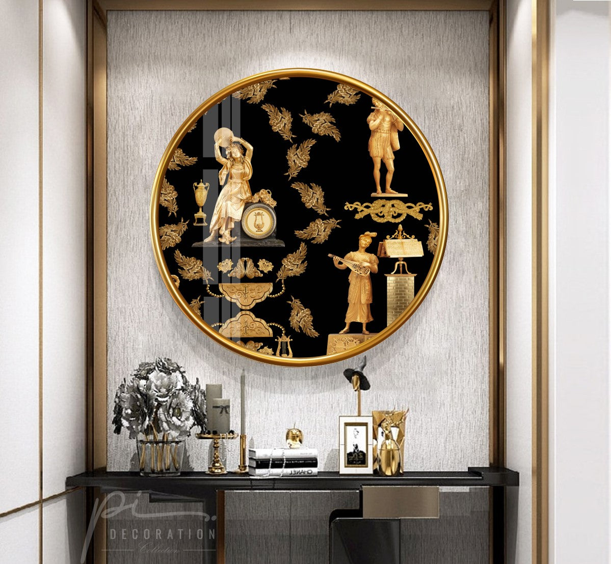 Black and Gold Glass Wall Art