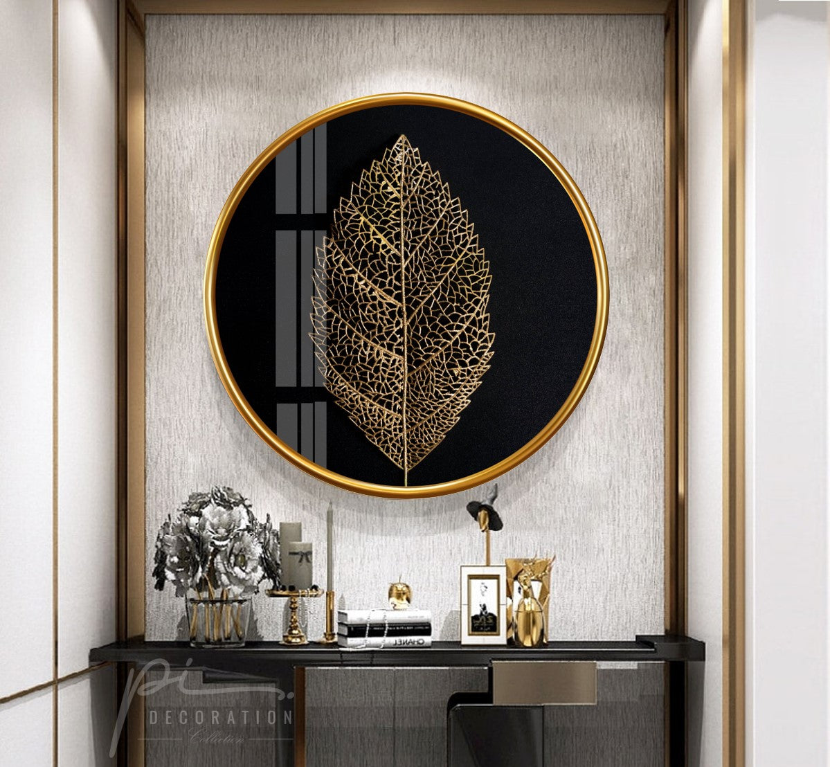 Golden Leaf Glass Wall Art