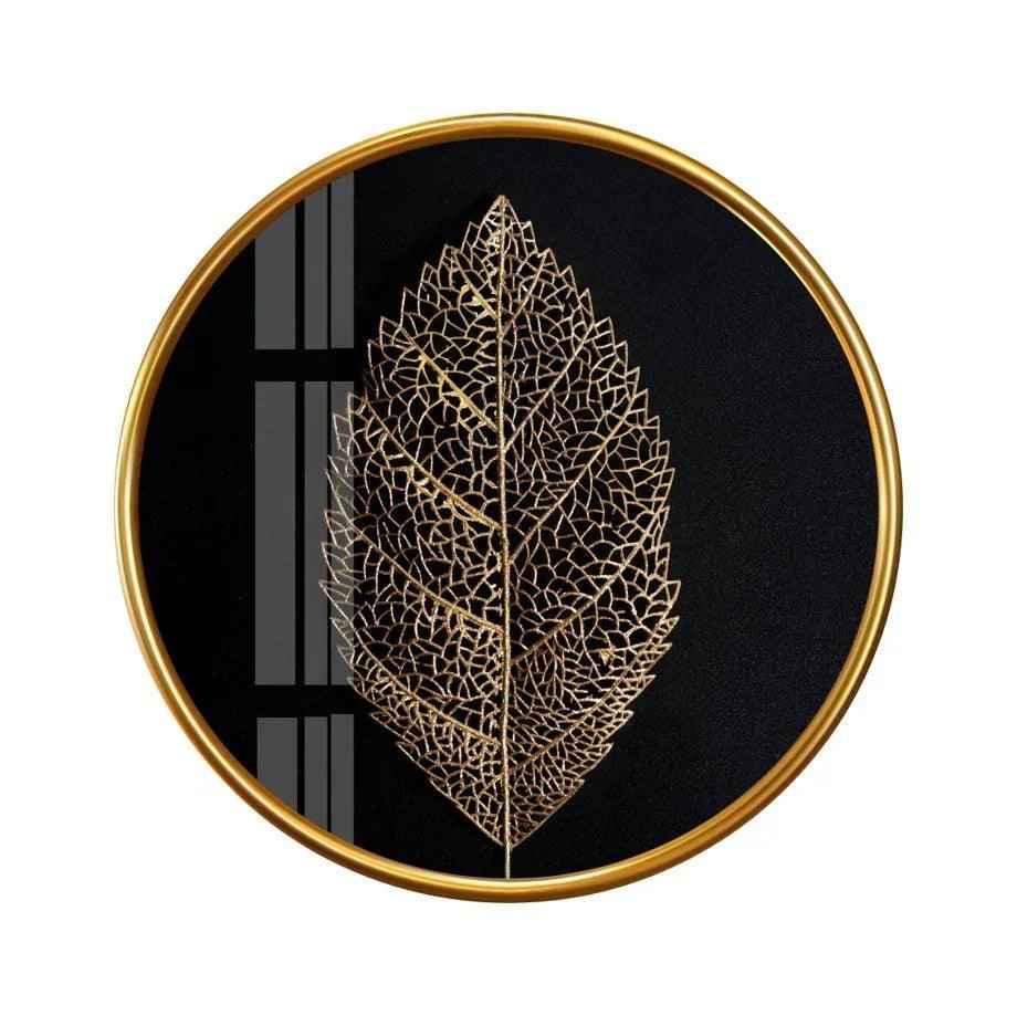 Golden Leaf Glass Wall Art
