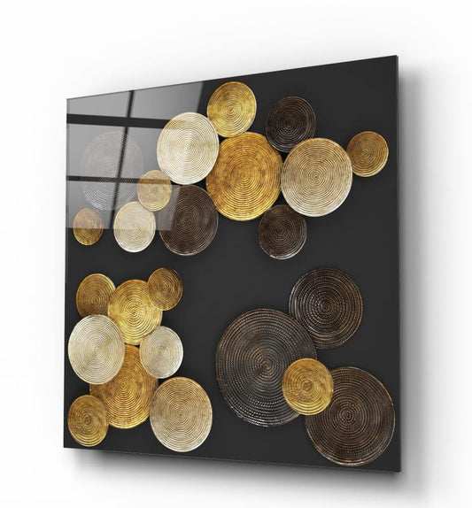 Golden Abstract Glass Wall Art - LUXARTDECO