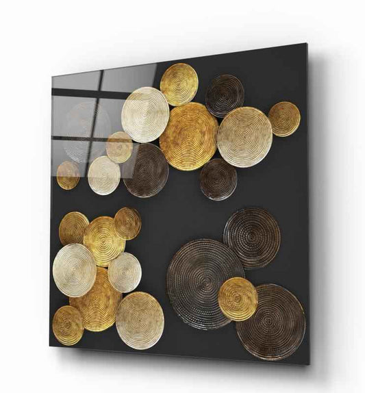 Golden Abstract Glass Wall Art