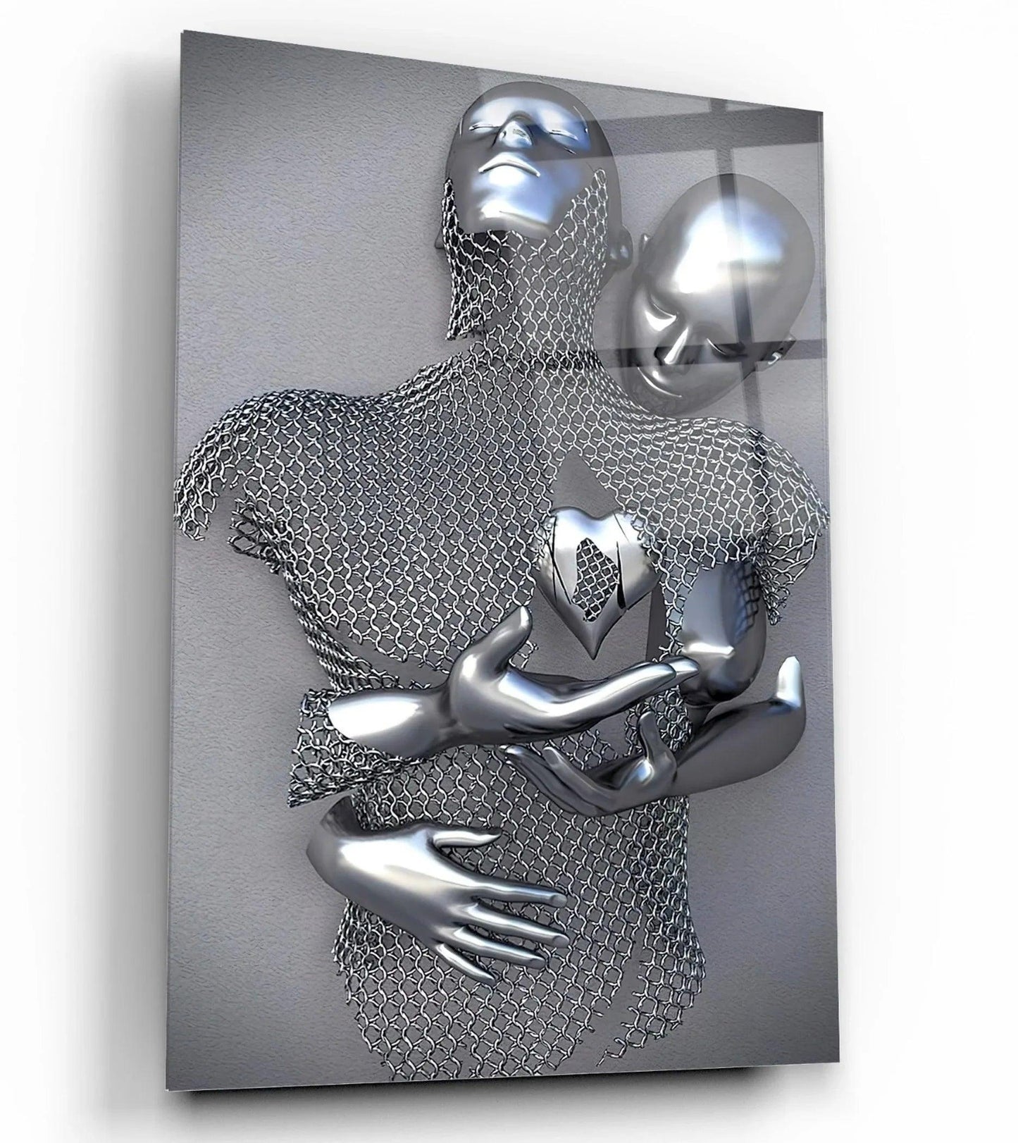 Couple Embrace Glass Wall Art - LUXARTDECO