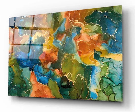Colorful Marble Glass Wall Art - LUXARTDECO