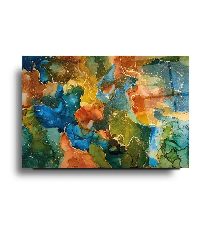 Colorful Marble Glass Wall Art - LUXARTDECO
