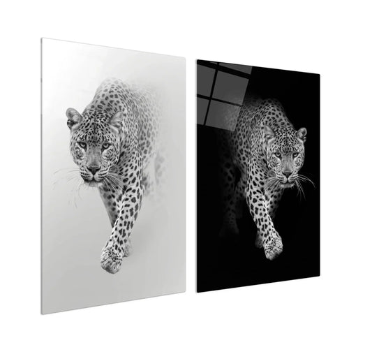 Leopard Duo Glass Wall Art Set - LUXARTDECO