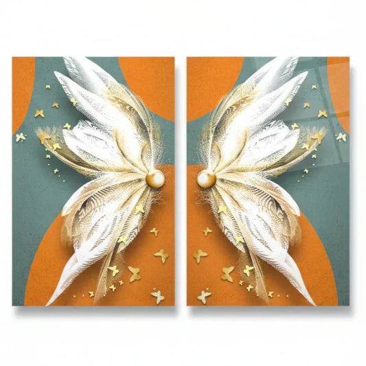 Butterfly Duo Glass Wall Art Set - LUXARTDECO