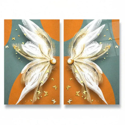Butterfly Duo Glass Wall Art Set - LUXARTDECO