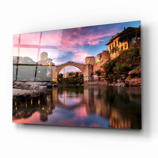 Mostar Bridge Glass Wall Art - LUXARTDECO