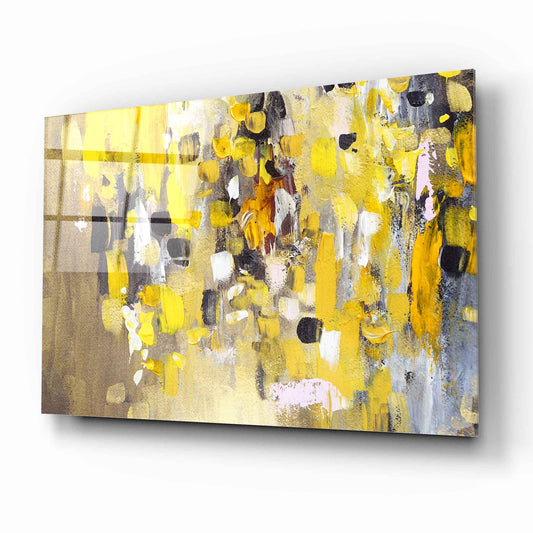 Abstract Yellow Beige Glass Wall Art - LUXARTDECO