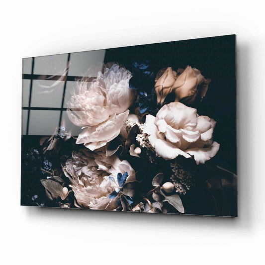 Peony Bouquet Glass Wall Art - LUXARTDECO