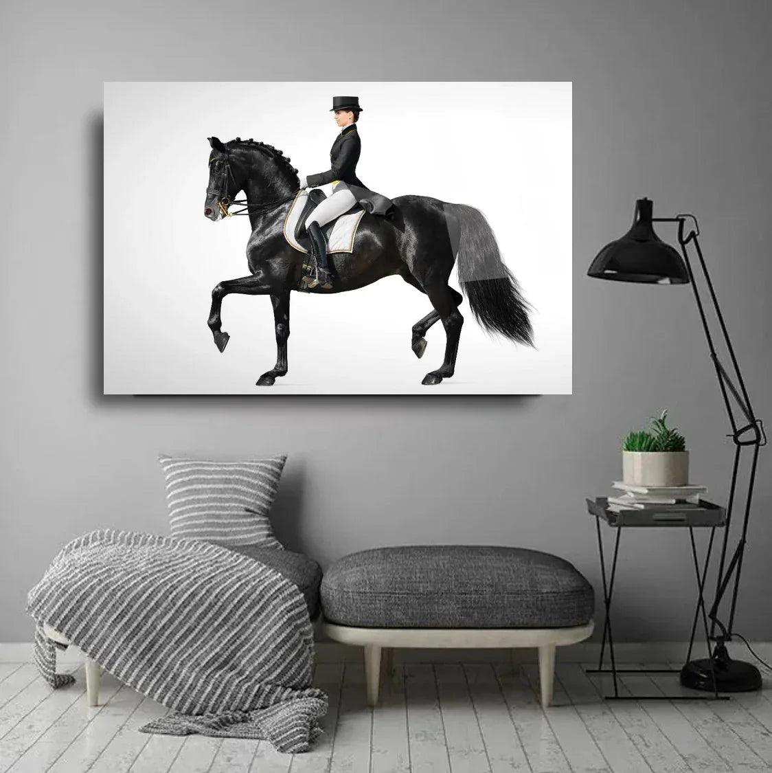 Woman on Horse Glass Wall Art - LUXARTDECO