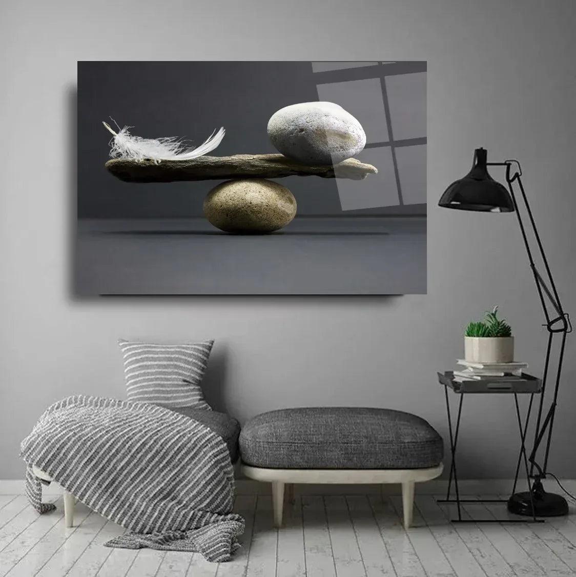 Zen Balance Stones Glass Wall Art - LUXARTDECO